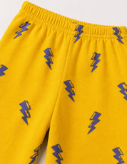 Googo Gaaga Girls Lightning Bolt Printed Yellow Cotton Joggers