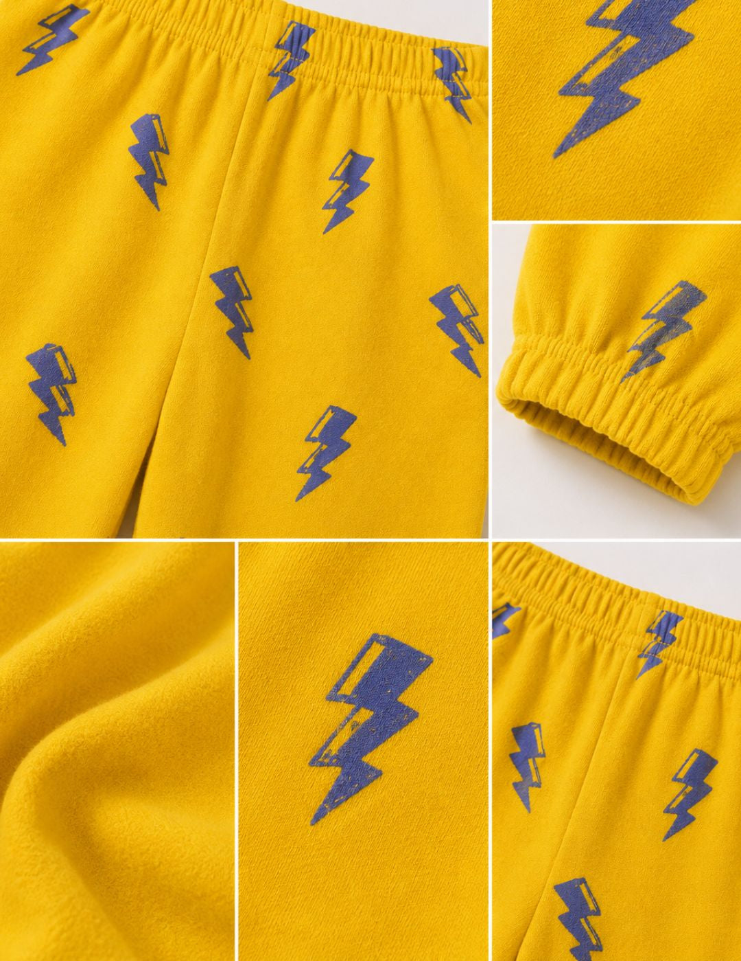 Googo Gaaga Girls Lightning Bolt Printed Yellow Cotton Joggers