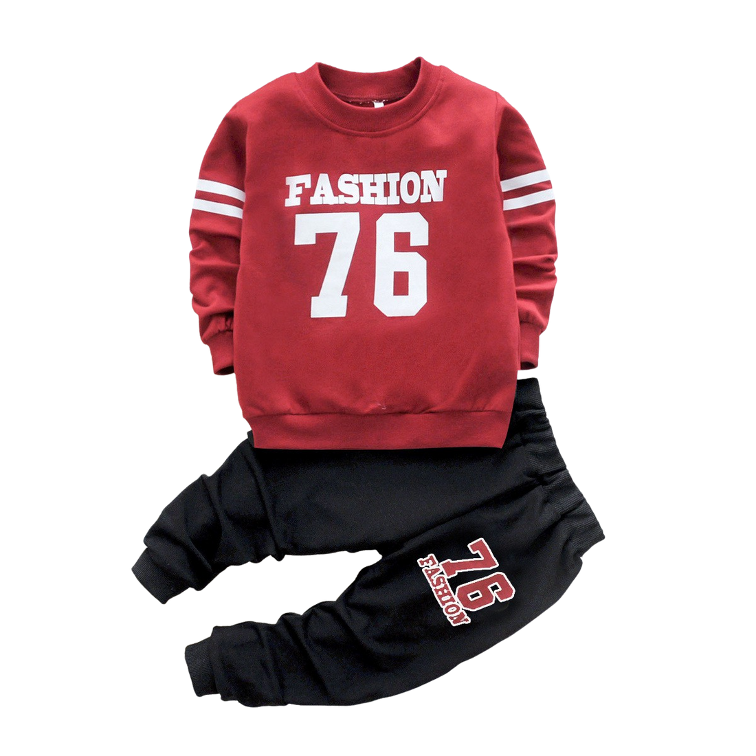 Googo Gaaga Boy's Cotton Full Sleeves Sweatshirt with Pant Set in Red Color