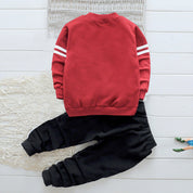 Boy's Red Full-Sleeve Sweatshirt & Pants Set