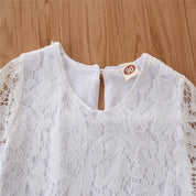 Girl's Pink Lace Top & Skirt Set