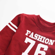 Boy's Red Full-Sleeve Sweatshirt & Pants Set