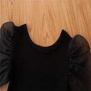 Girl's Puff-Sleeve Top & Rugged Denim Set