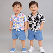 Boys Cotton Half Sleeves Shirt & Shorts Set Pack Of 2
