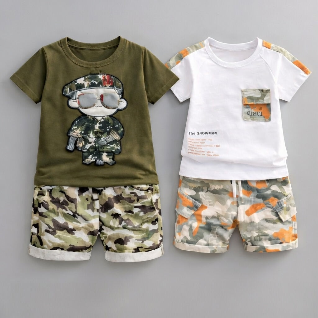 Boys Cotton Half Sleeves T-Shirt & Shorts Set Pack Of 2