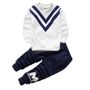 Boy's White Full-Sleeve Sweatshirt & Pants Set