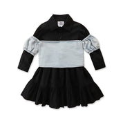 Girl's Black Dress & Denim Jacket Set
