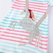 Girl's Unicorn Striped Sequin Frock