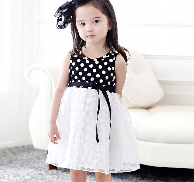 Girl's Black & White Polka Dot Frock