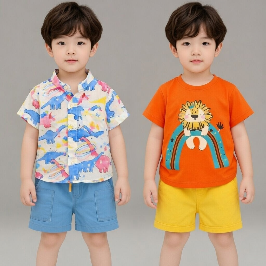 Boys Cotton Half Sleeves T-Shirt & Shorts Set Pack Of 2