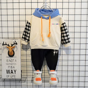 Boys Cotton Knit Full Sleeves All Over Printed Printed Sweatshirt With Pant Pack of 2 - Cream & Purple
