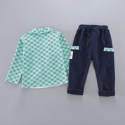 Boy's Green Blazer T-Shirt & Pants Set