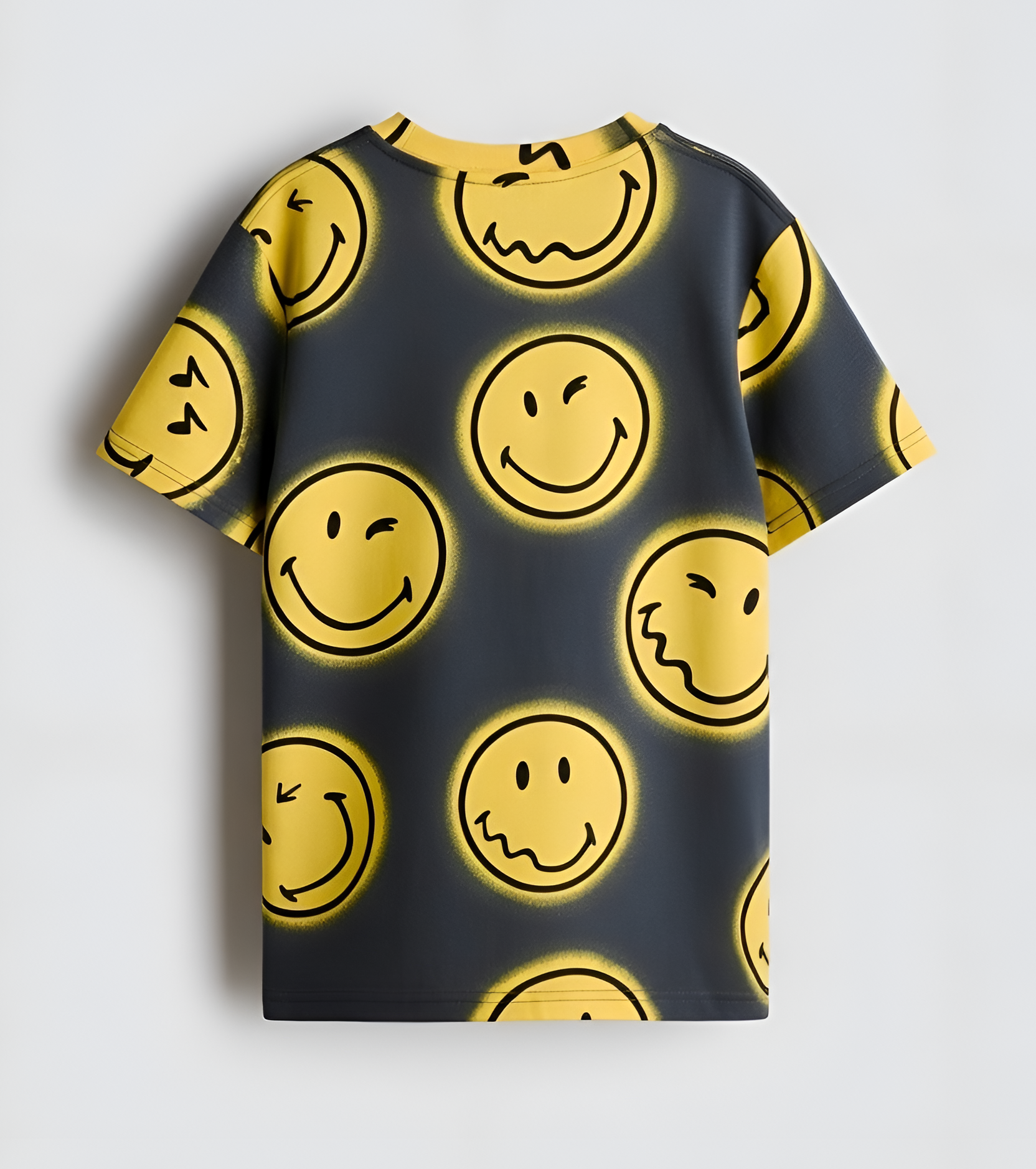 Boy's Smile Print Half-Sleeve T-Shirt - Yellow