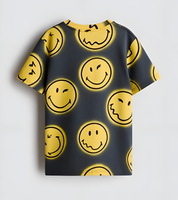 Boy's Smile Print Half-Sleeve T-Shirt - Yellow