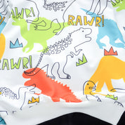 Boy's White Dino Print T-Shirt & Shorts Set