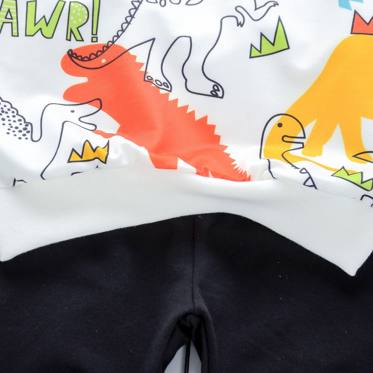 Boy's White Dino Print T-Shirt & Shorts Set