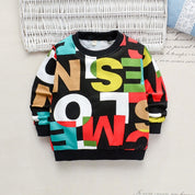 Boy's Black Text Print Sweatshirt & Pants Set