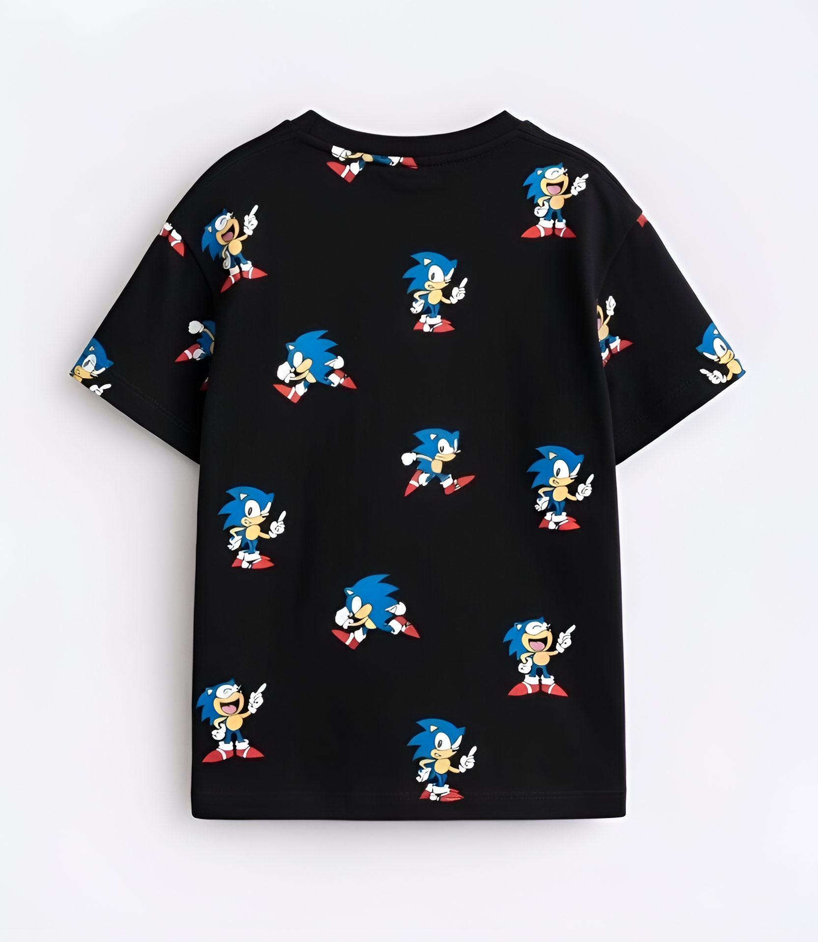 Boy's Sonic Print Half-Sleeve T-Shirt - Black