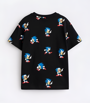 Boy's Sonic Print Half-Sleeve T-Shirt - Black