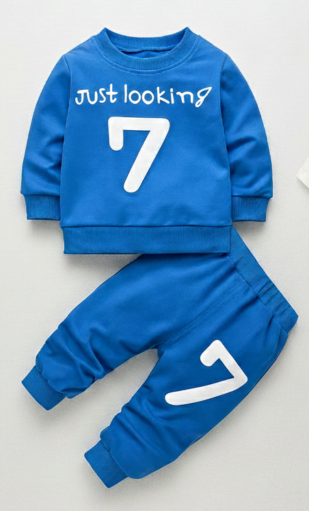 Boys Cotton Light Winter Knit Dino & Text Printed T-shirt and Bottom Set Pack of 2 - Navy & White