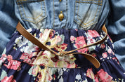 Girl's Blue Floral Full-Sleeve Dress