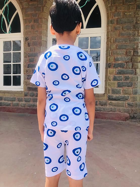 Boy's Evil Eye Print T-Shirt & Shorts Set