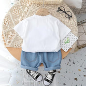 Boy's White Tiger Print T-Shirt & Shorts Set