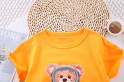 Boy's Orange Teddy Print T-Shirt & Shorts Set