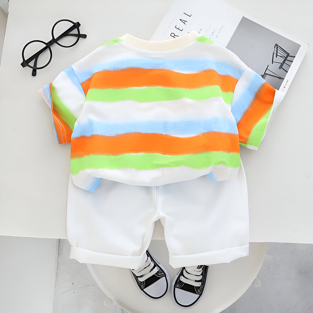 Boy's Cotton Printed T-Shirt with  Shorts Set in multi Colour