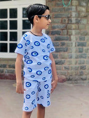 Boy's Evil Eye Print T-Shirt & Shorts Set