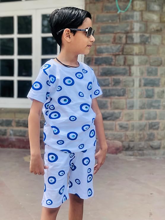 Boy's Evil Eye Print T-Shirt & Shorts Set