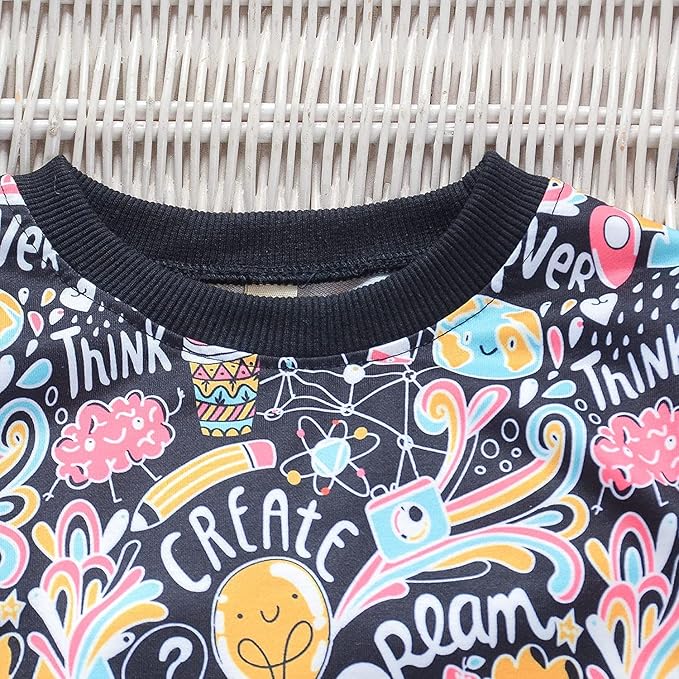 Boy's Black Inspire Print Sweatshirt & Pants Set