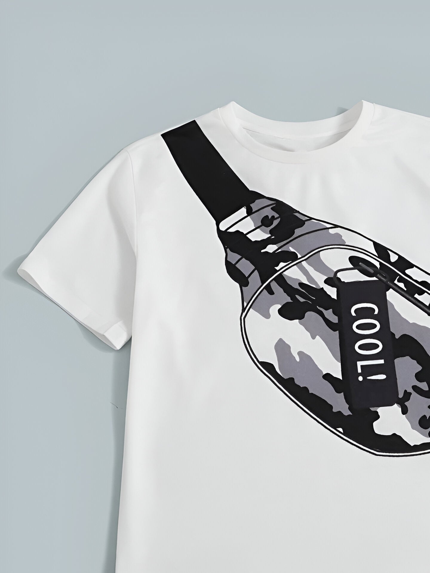 Boy's White Text Print T-Shirt & Shorts Set