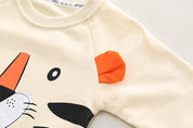 Boy's Cream Lion Print Sweatshirt & Pants Set