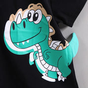 Boy's Black Dino Print T-Shirt & Shorts Set