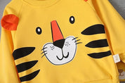 Boy's Yellow Lion Print Sweatshirt & Pants Set