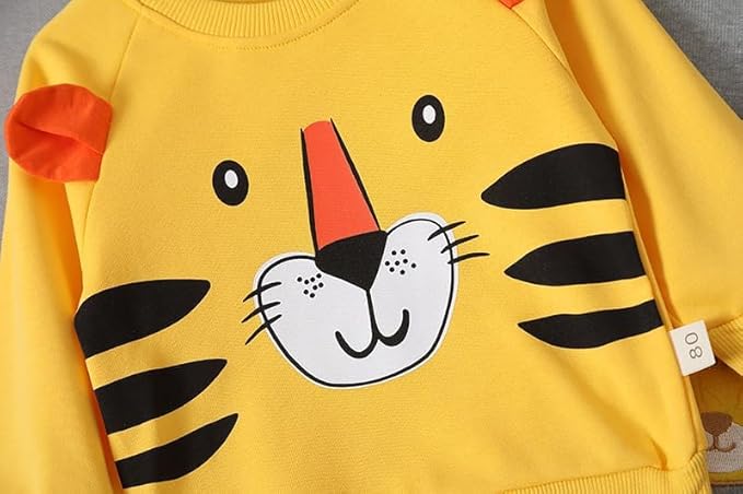 Boy's Yellow Lion Print Sweatshirt & Pants Set