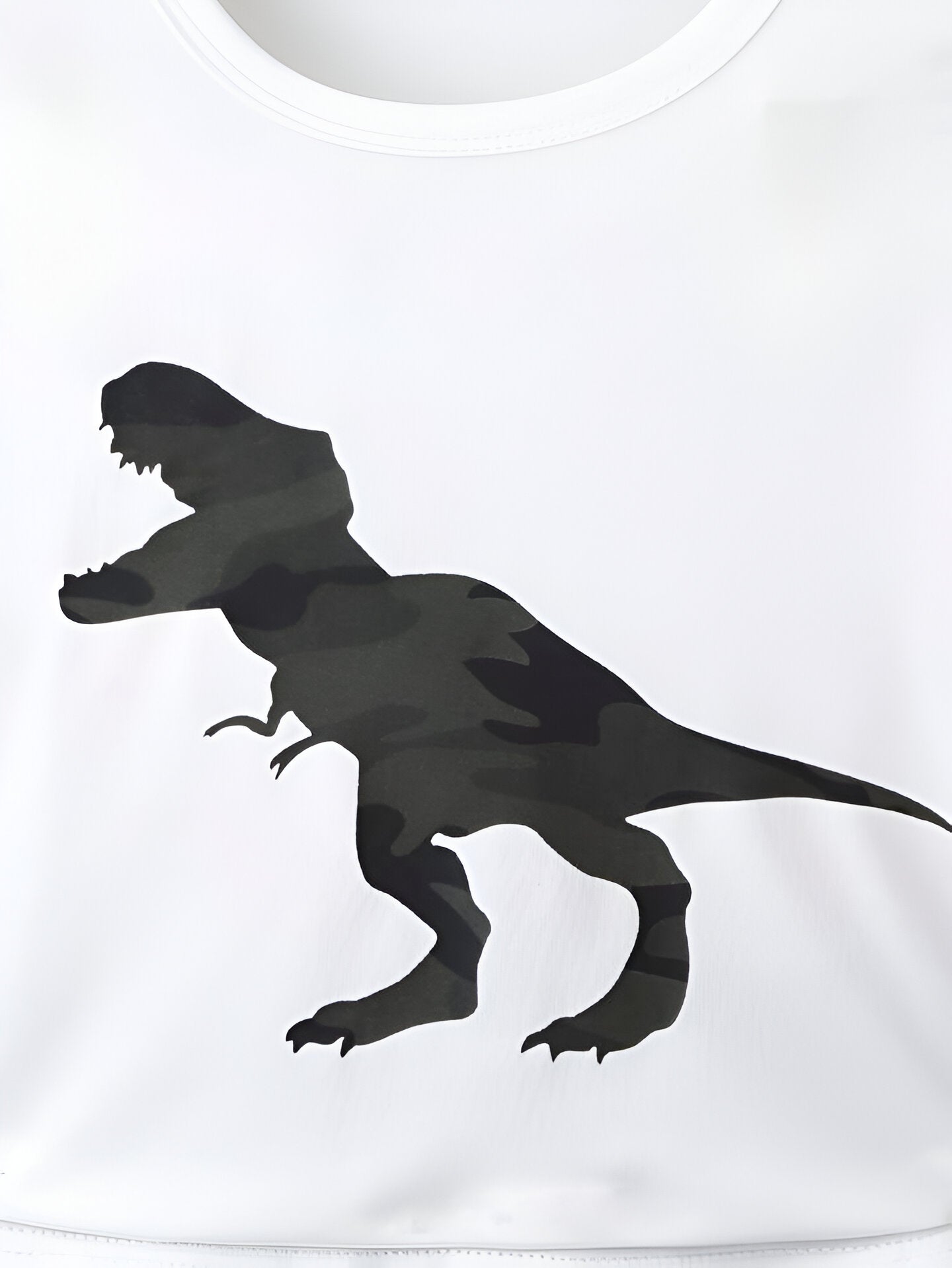 Boy's White Dino Print T-Shirt & Shorts Set