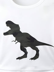 Boy's White Dino Print T-Shirt & Shorts Set