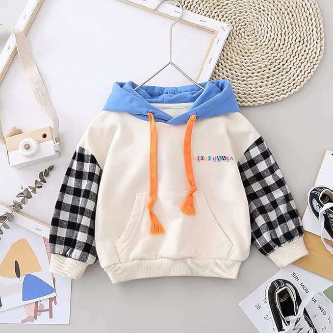 Boy's Cream Hoodie Sweatshirt & Pants Set