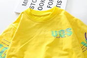 Boy's Yellow Print Sweatshirt & Pants Set