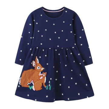 Googogaaga Girl's Cotton Star Printed Casual frock