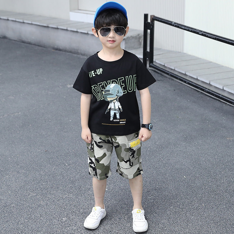 Boy's Camouflage Half-Sleeve T-Shirt & Shorts Set