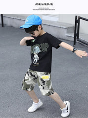Boy's Camouflage Half-Sleeve T-Shirt & Shorts Set