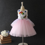 Girl's Unicorn Print Fit & Flare Dress