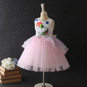Girl's Unicorn Print Fit & Flare Dress