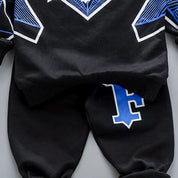 Boy's Navy Blue Print Sweatshirt & Pants Set