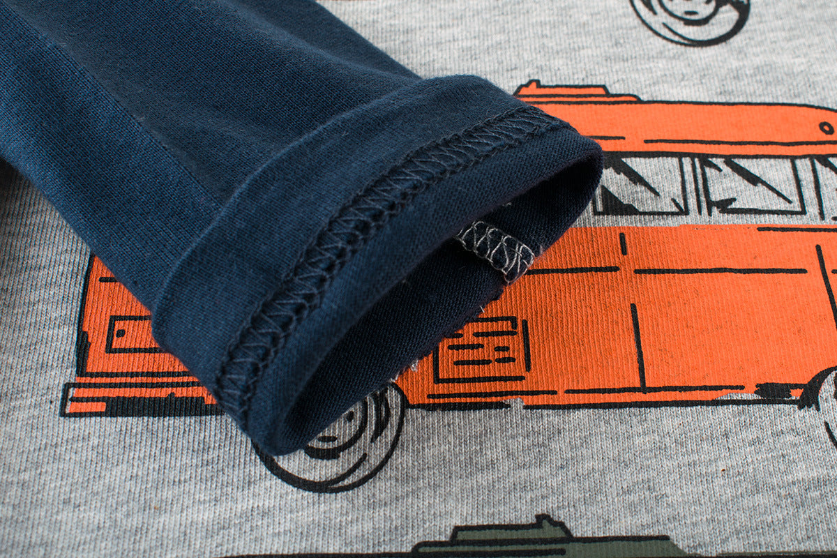 Boy's Multicolor Bus Print T-Shirt