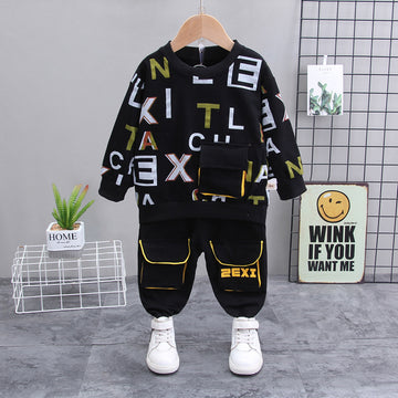 Googo Gaaga Boys Pocket Detailed Sweatshirt And Pants Set In Black Colour