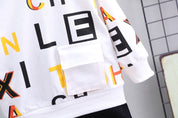 Boy's White Pocket Sweatshirt & Pants Set
